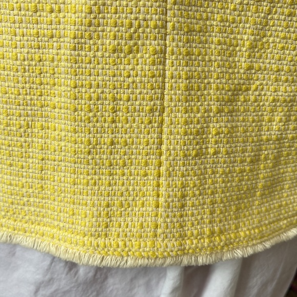Loft  Jacket  blazer  7/8” sleeves. Open front  raw edge look trim cotton yellow - Picture 12 of 12